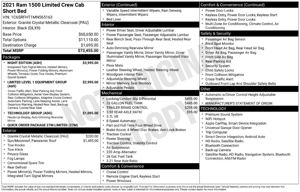 Certified 2021 Ram 1500 Limited Truck Crew Cab