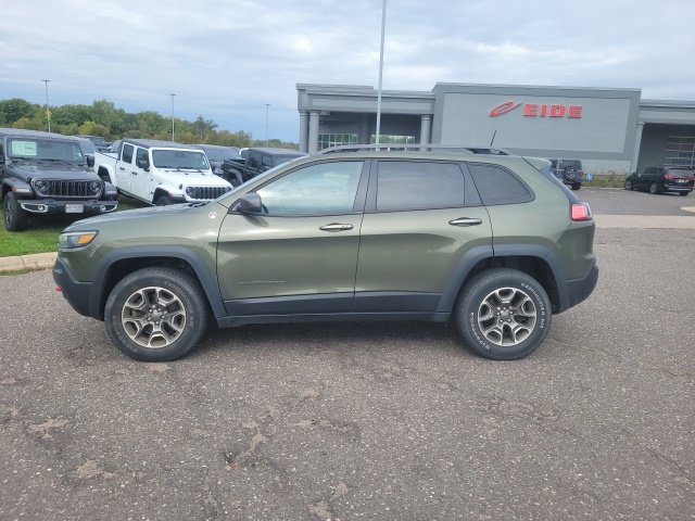 Used 2021 Jeep Cherokee Trailhawk with VIN 1C4PJMBXXMD239776 for sale in Pine City, Minnesota