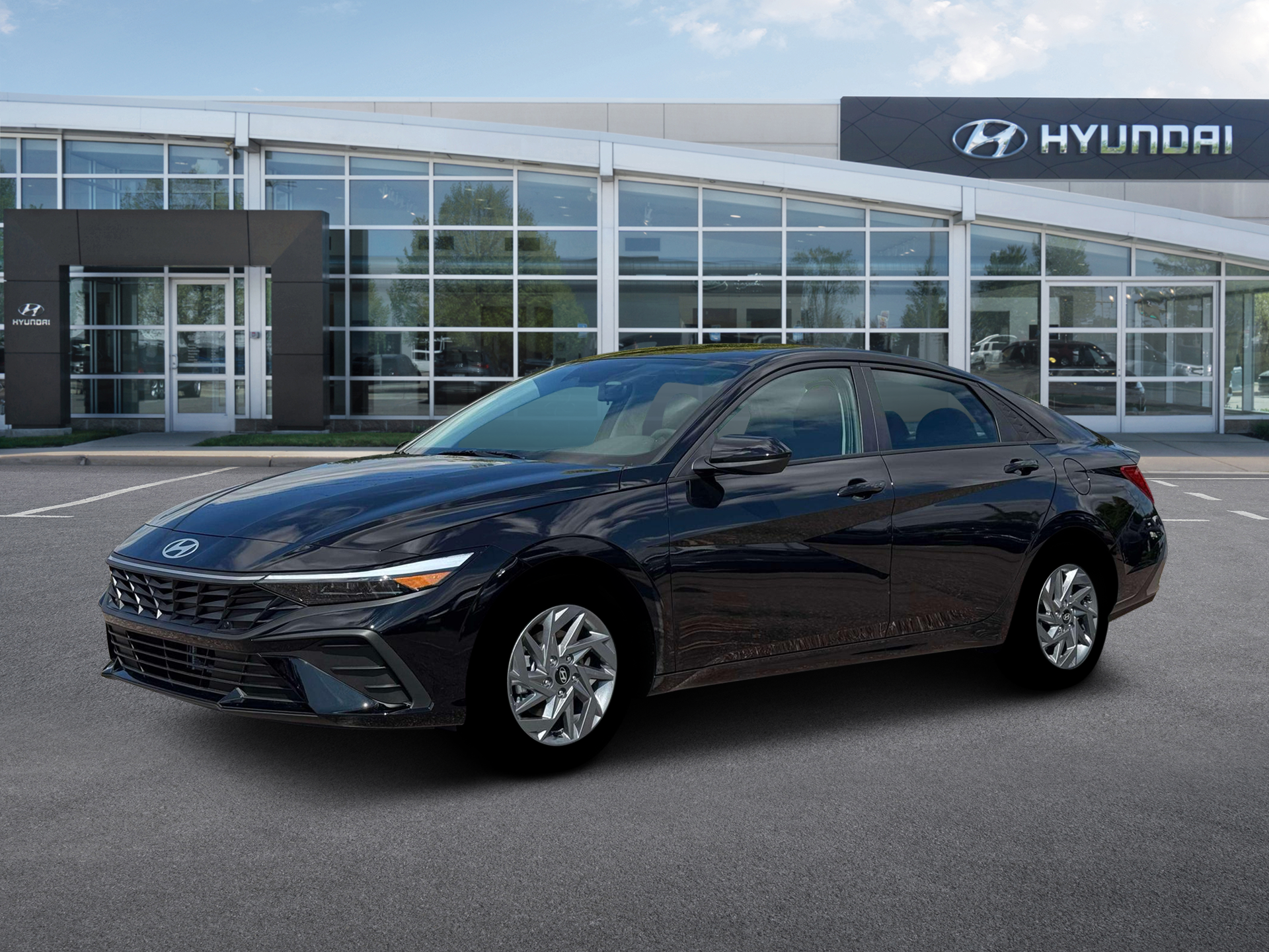 New 2026 Hyundai Elantra Hybrid Blue Sedan
