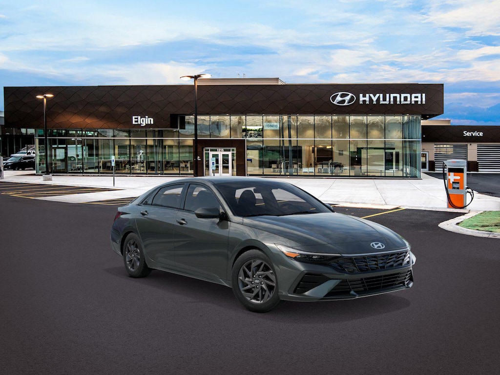 New 2026 Hyundai Elantra Hybrid Blue Sedan