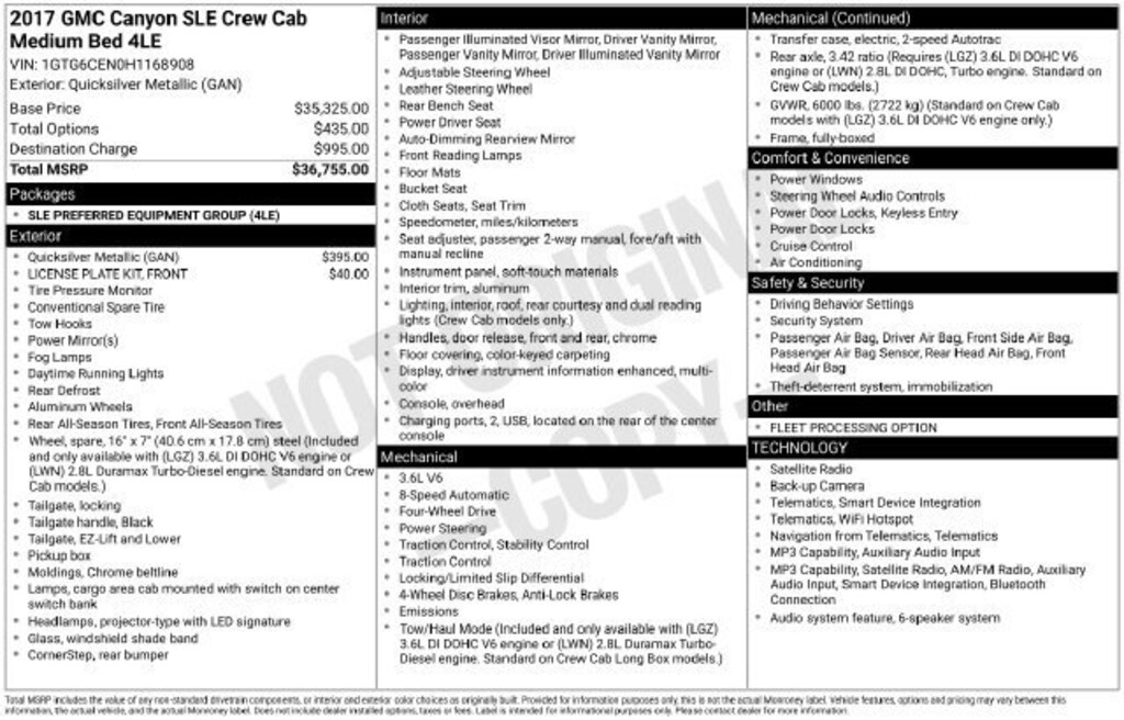 Used 2017 GMC Canyon 4WD SLE Truck Crew Cab