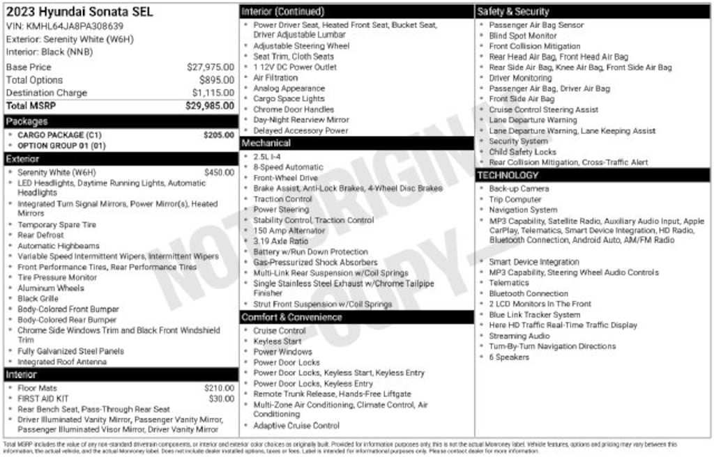 Used 2023 Hyundai Sonata SEL Sedan