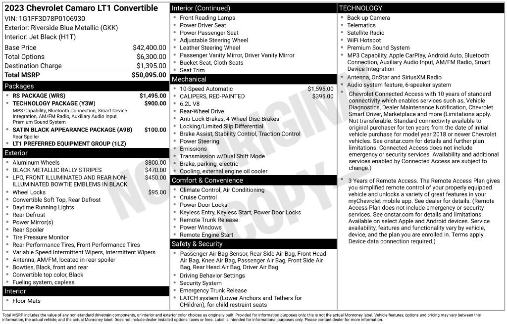 Used 2023 Chevrolet Camaro Convertible