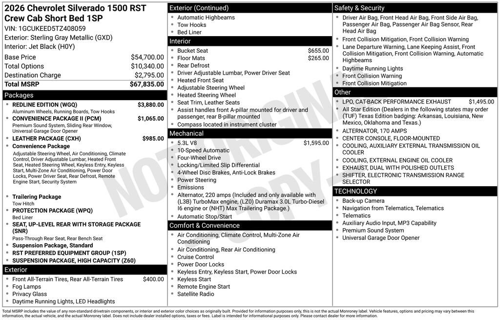 New 2026 Chevrolet Silverado 1500 RST Truck Crew Cab
