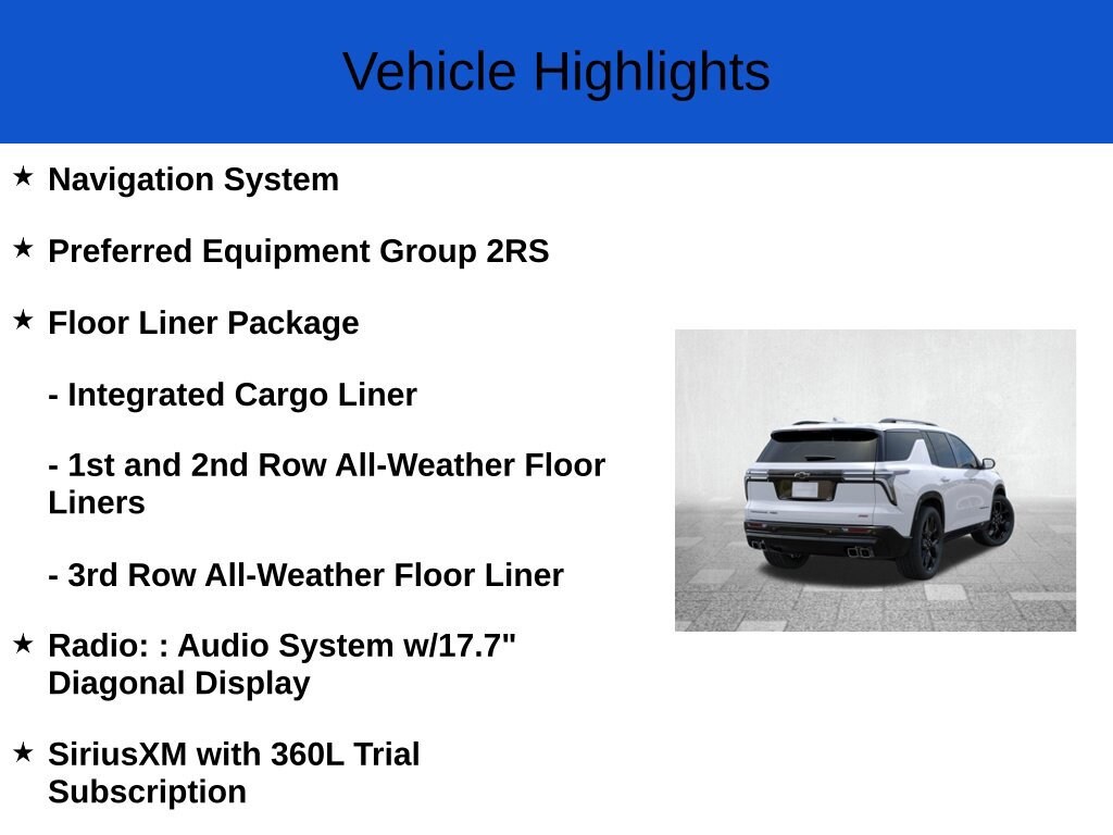 New 2026 Chevrolet Traverse RS SUV