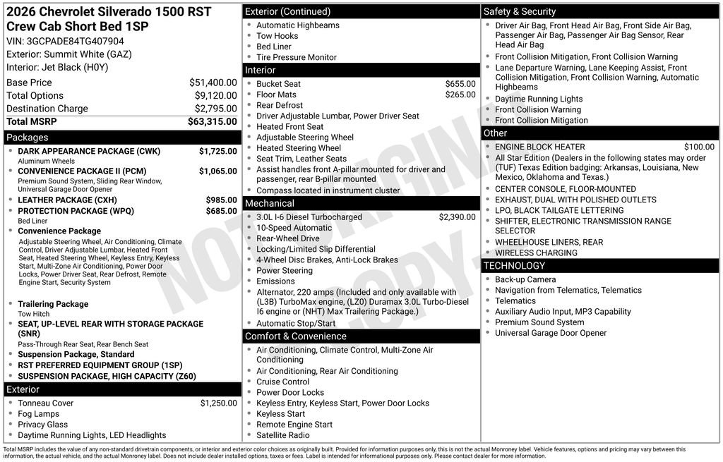 New 2026 Chevrolet Silverado 1500 RST Truck Crew Cab