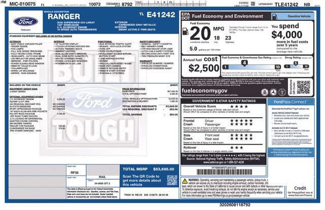 New 2026 Ford Ranger Lariat Truck SuperCrew