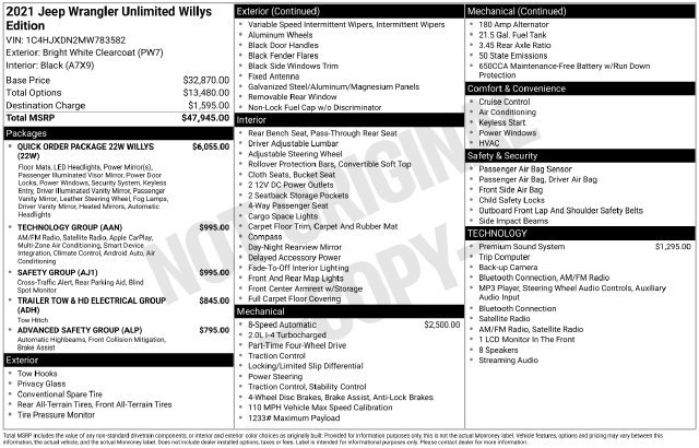 Certified 2021 Jeep Wrangler Unlimited Willys SUV