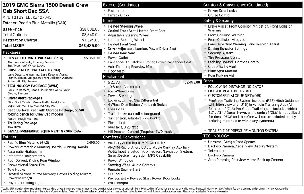 Used 2019 GMC Sierra 1500 Denali Truck Crew Cab