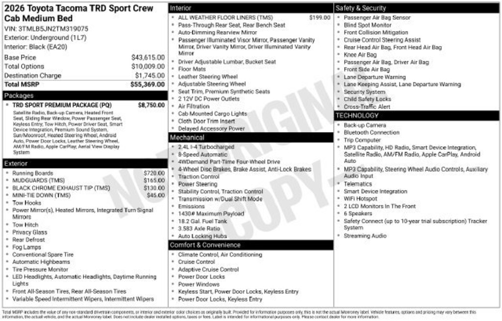 New 2026 Toyota Tacoma TRD Sport 4X4 DOUBLE CAB