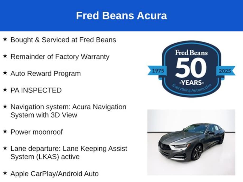 Certified 2025 Acura TLX Technology Package Sedan