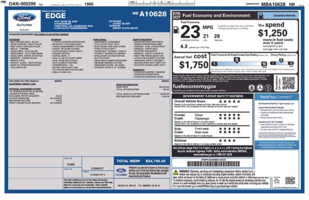 Certified 2021 Ford Edge SE SUV