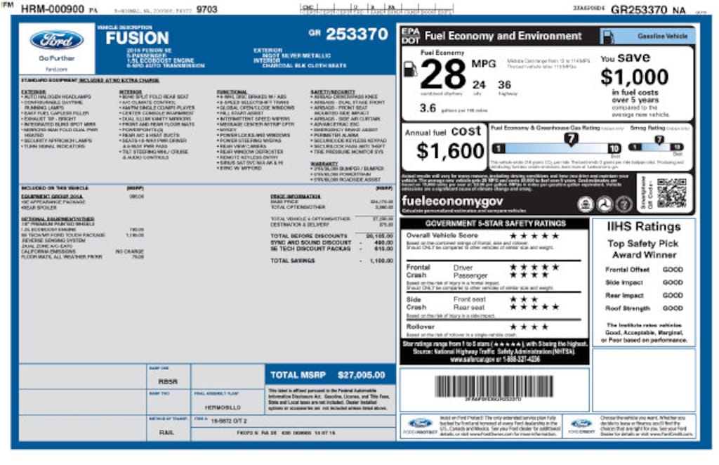 Used 2016 Ford Fusion SE Sedan