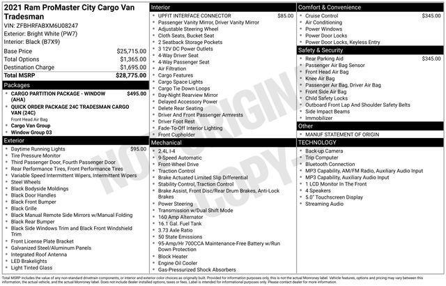 Used 2021 Ram Promaster City Tradesman