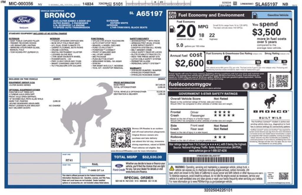 Certified 2025 Ford Bronco Outer Banks SUV