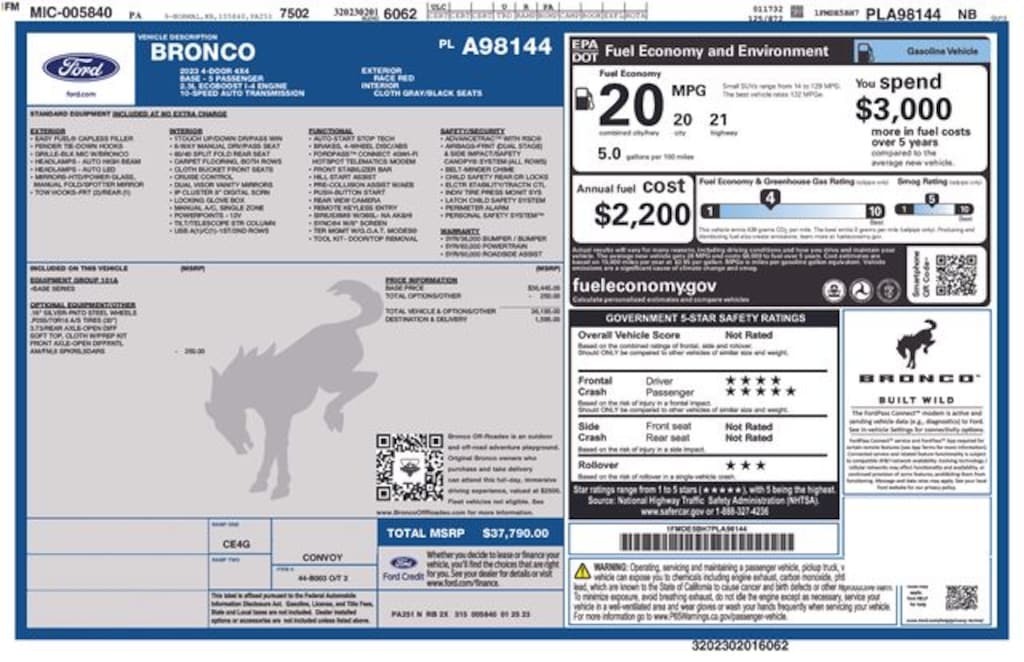 Certified 2023 Ford Bronco Base SUV