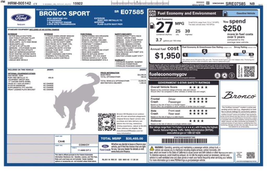 Certified 2025 Ford Bronco Sport Heritage SUV