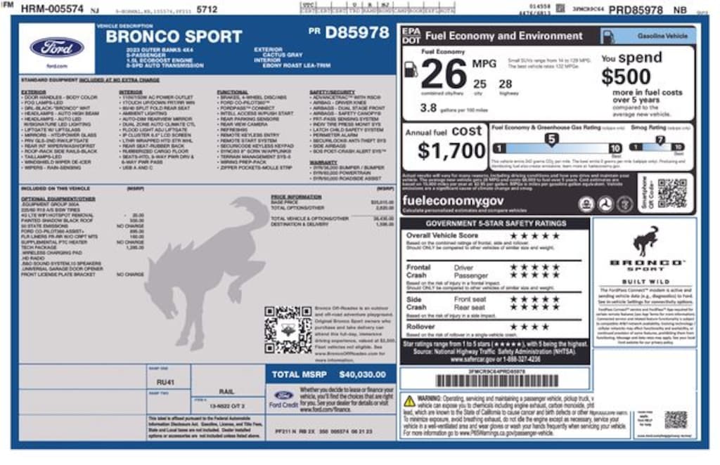 Certified 2023 Ford Bronco Sport Outer Banks SUV