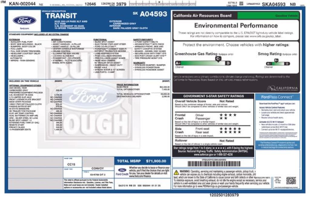 Certified 2025 Ford Transit-350 XLT Wagon Low Roof Van