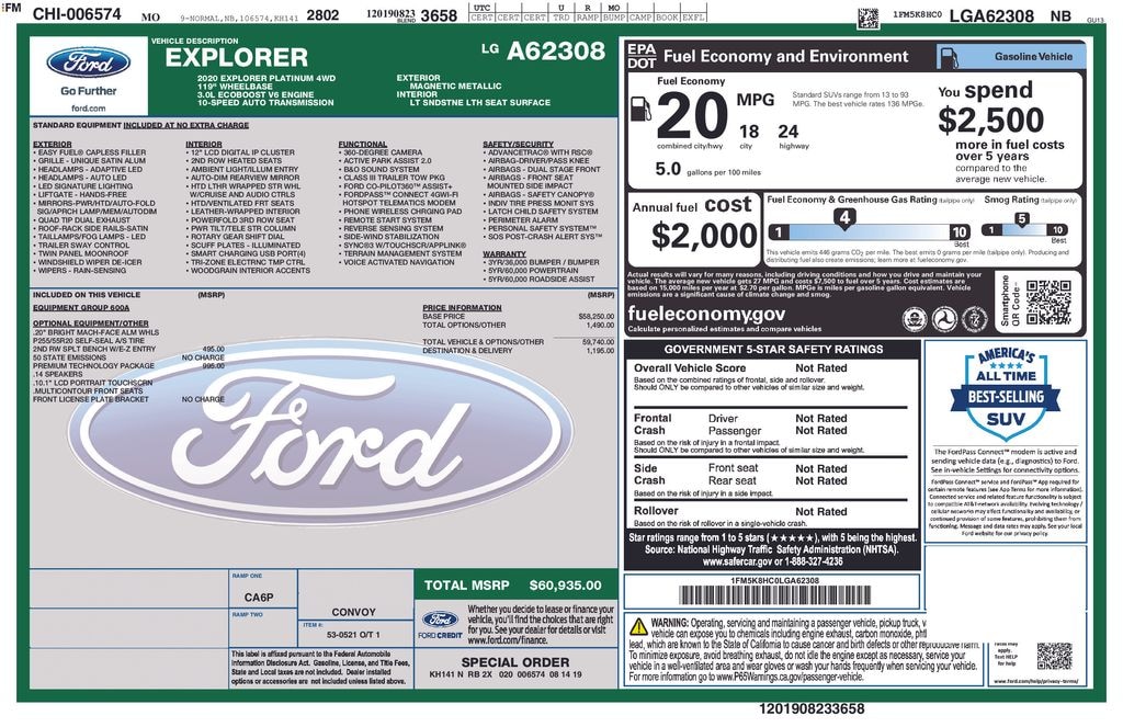 Used 2020 Ford Explorer Platinum SUV