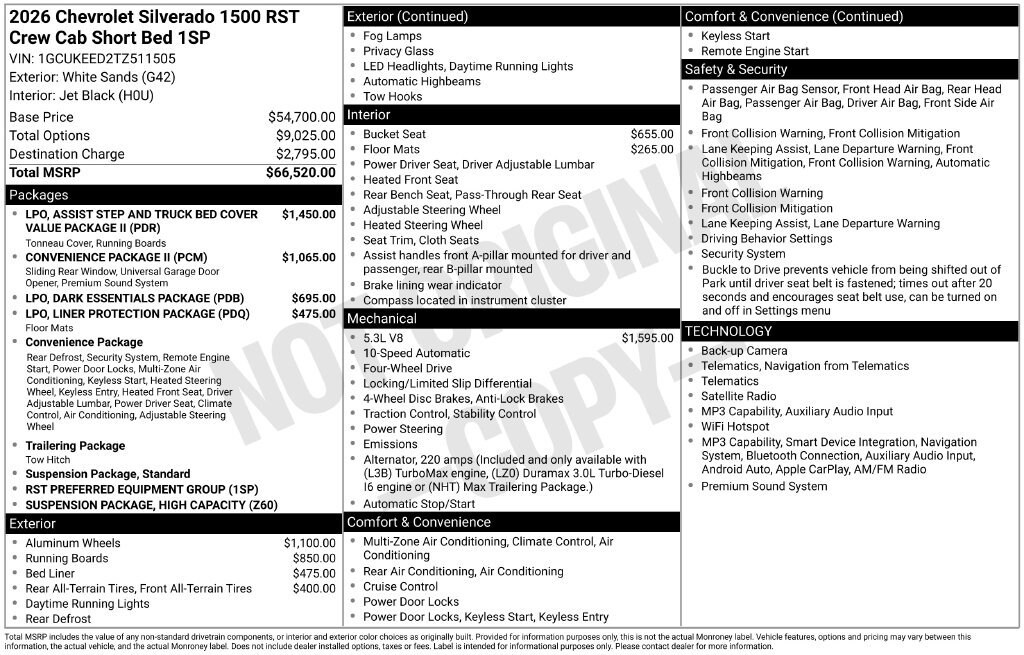 New 2026 Chevrolet Silverado 1500 RST Truck