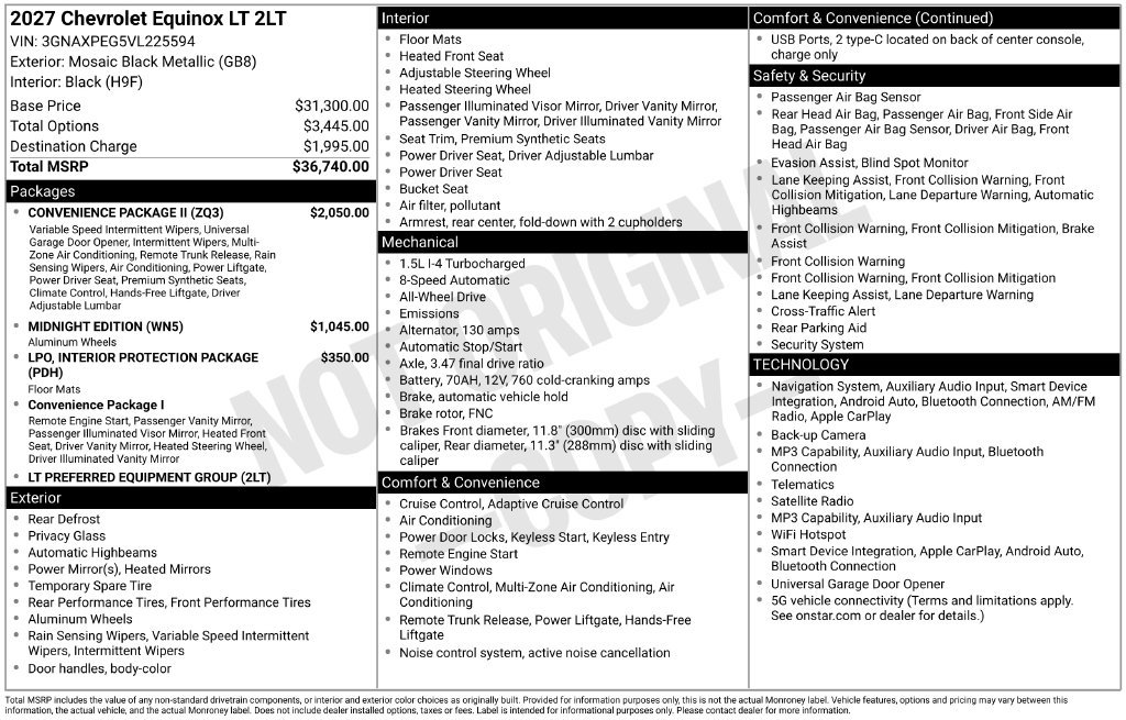 New 2027 Chevrolet Equinox LT SUV