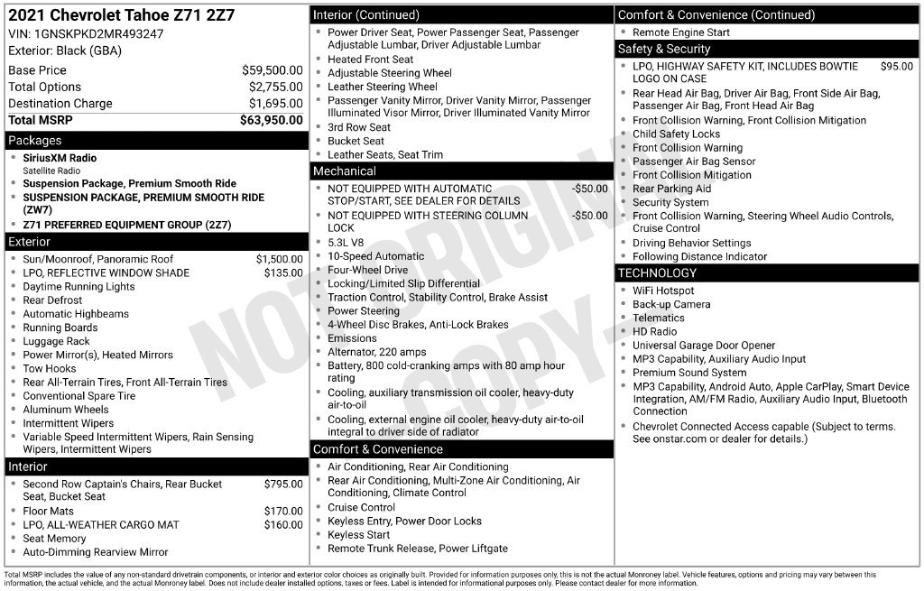 Used 2021 Chevrolet Tahoe Z71 SUV