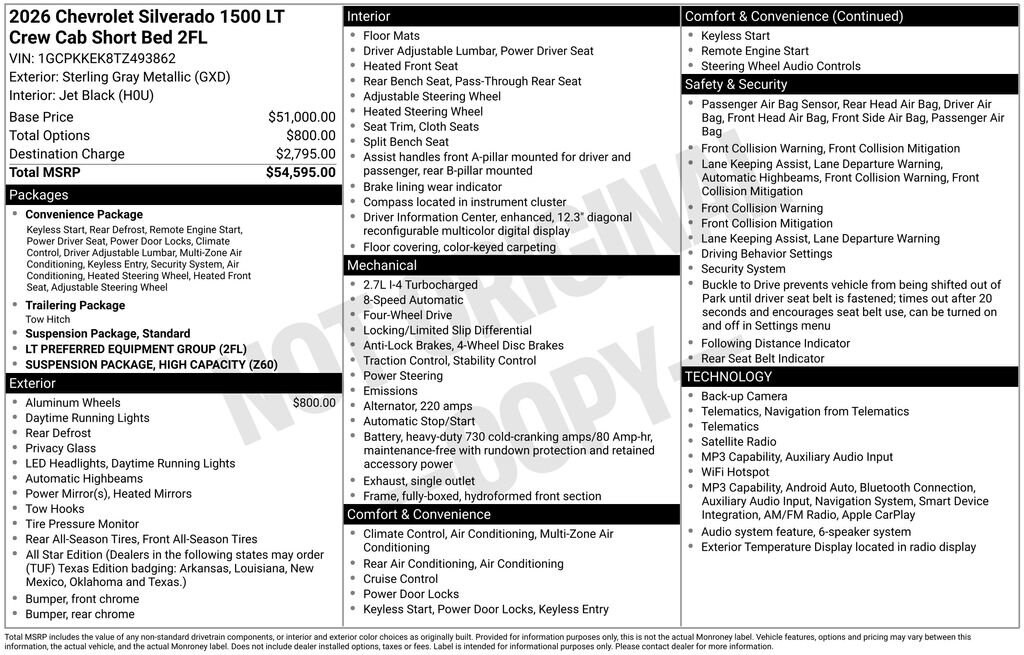 New 2026 Chevrolet Silverado 1500 LT (2FL) Truck