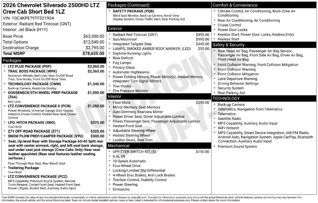 New 2026 Chevrolet Silverado 2500 HD LTZ Truck