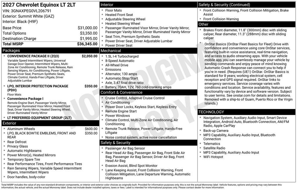 New 2027 Chevrolet Equinox LT SUV