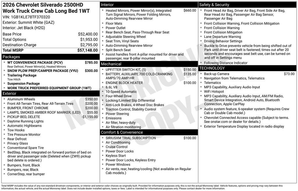 New 2026 Chevrolet Silverado 2500 HD WT Truck