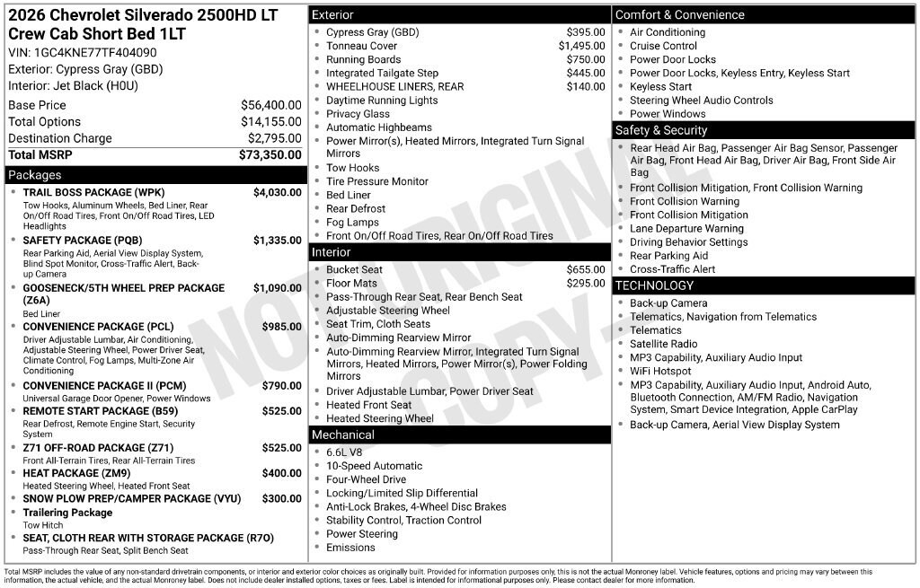 New 2026 Chevrolet Silverado 2500 HD LT Truck