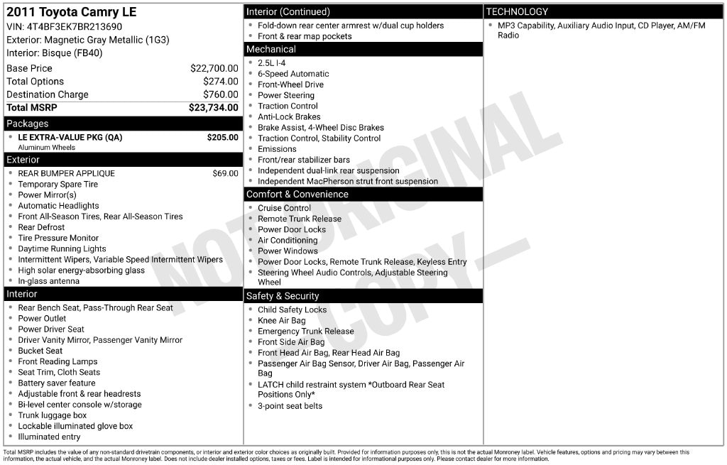 2011 Toyota Camry LE - Photo 9