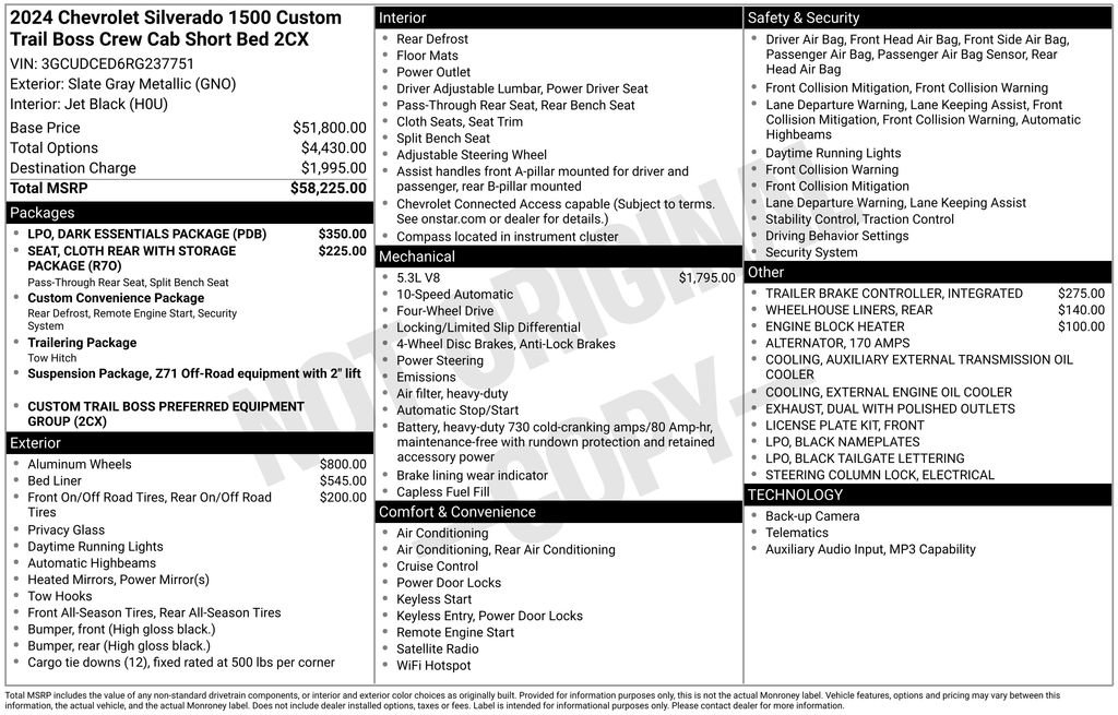 2024 Chevrolet Silverado 1500 Custom Trail Boss Truck