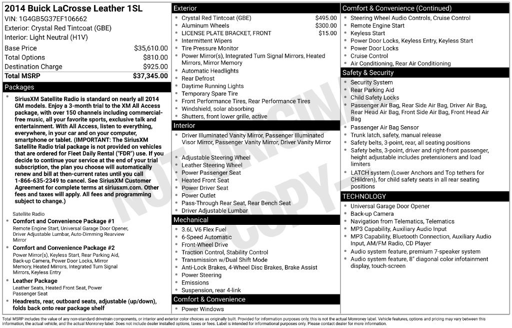2014 Buick LaCrosse Leather