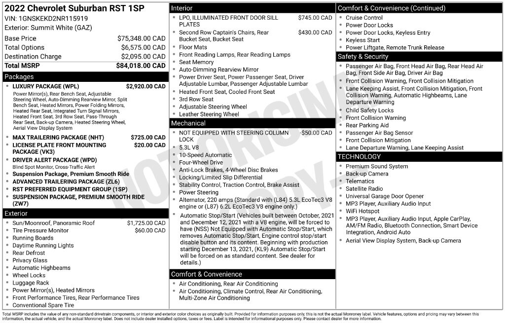 Used 2022 Chevrolet Suburban RST SUV