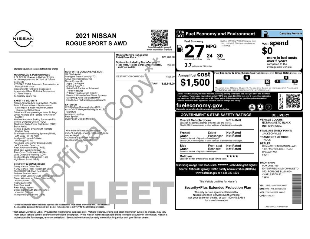 Used 2021 Nissan Rogue Sport S SUV