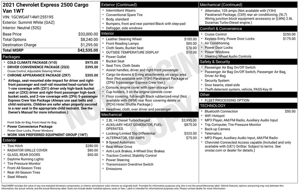 2021 Chevrolet Express Cargo Work Van - Photo 6