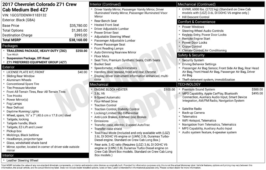 Used 2017 Chevrolet Colorado Z71 Truck