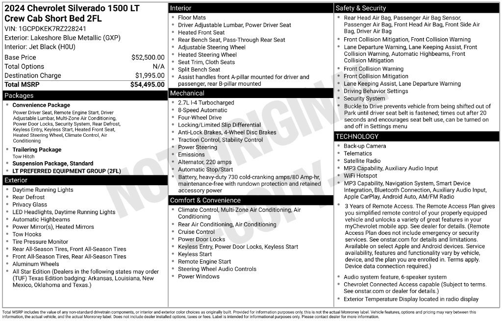 Used 2024 Chevrolet Silverado 1500 LT (2FL) Truck Crew Cab