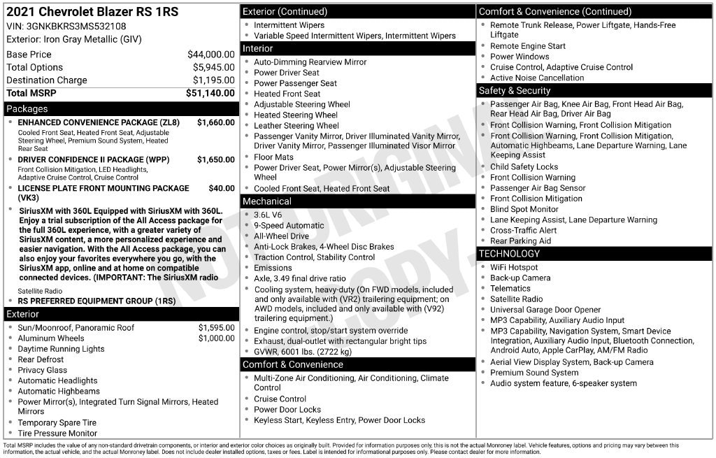 Used 2021 Chevrolet Blazer RS SUV