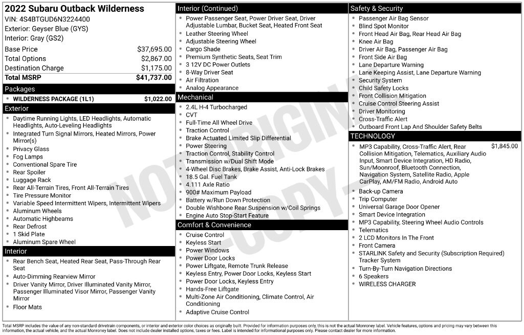 Used 2022 Subaru Outback Wilderness SUV