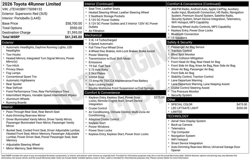 Used 2026 Toyota 4Runner Limited SUV