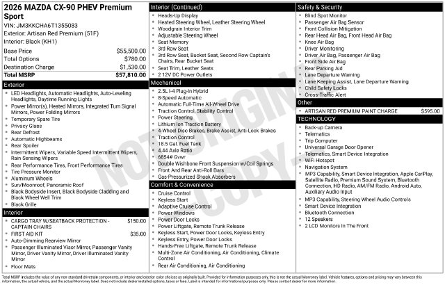 Certified 2026 Mazda CX-90 Phev Premium SUV
