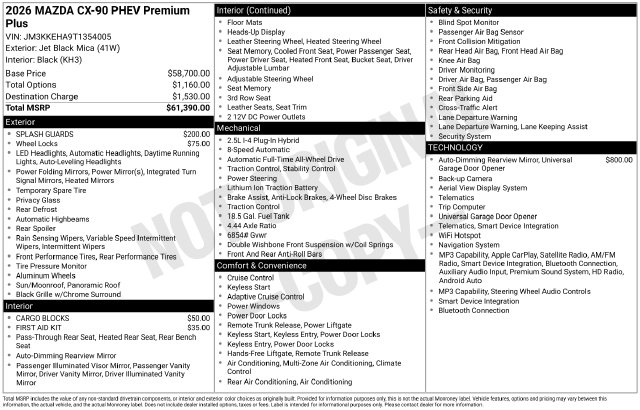Certified 2026 Mazda CX-90 Phev Premium Plus SUV