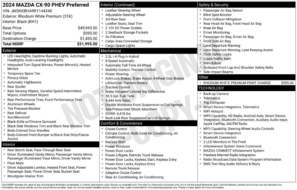 Certified 2024 Mazda CX-90 Plug-In Hybrid Preferred SUV