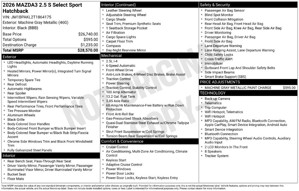Certified 2026 Mazda Mazda3 2.5 S Select Sport Hatchback