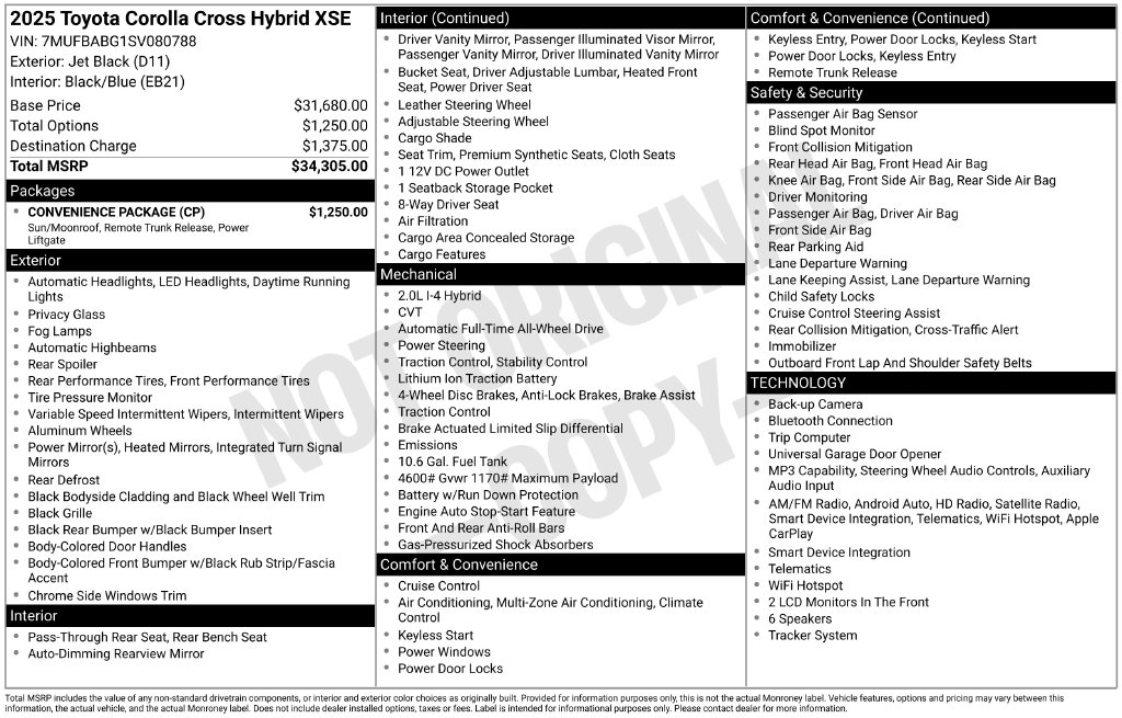 Certified 2025 Toyota Corolla Cross Hybrid Hybrid XSE SUV