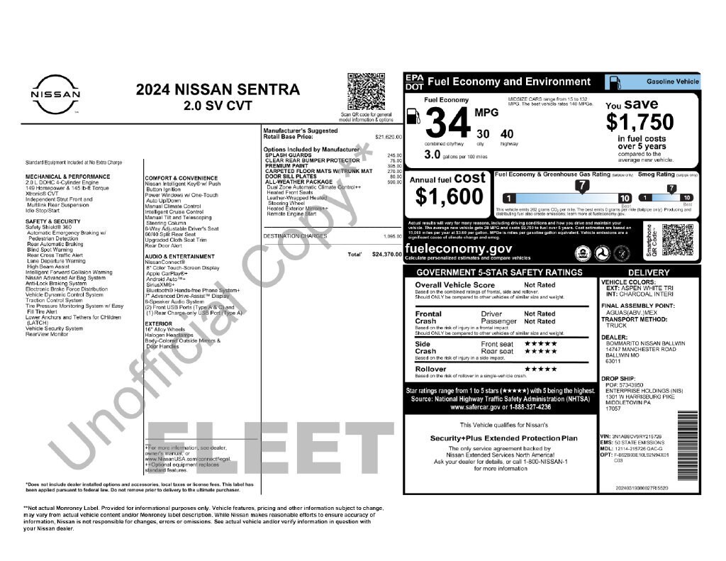 Used 2024 Nissan Sentra SV Sedan