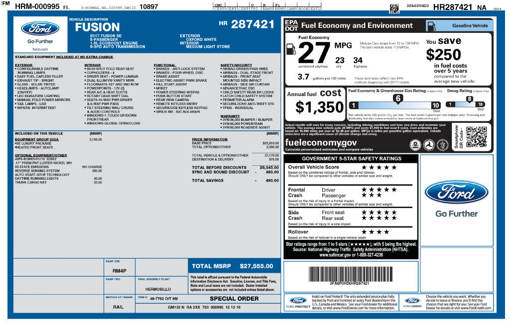 Used 2017 Ford Fusion SE Sedan